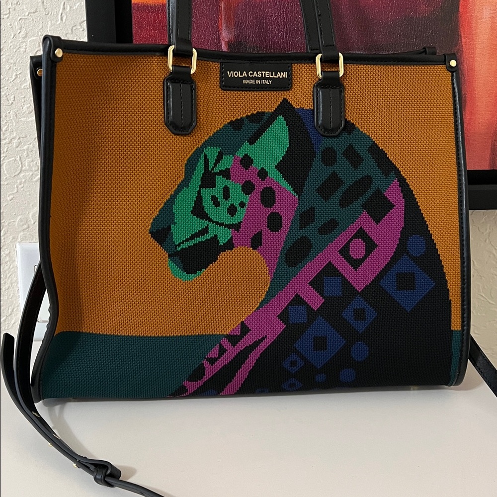Viola Castellani Multicolor Leopard Tote Bag